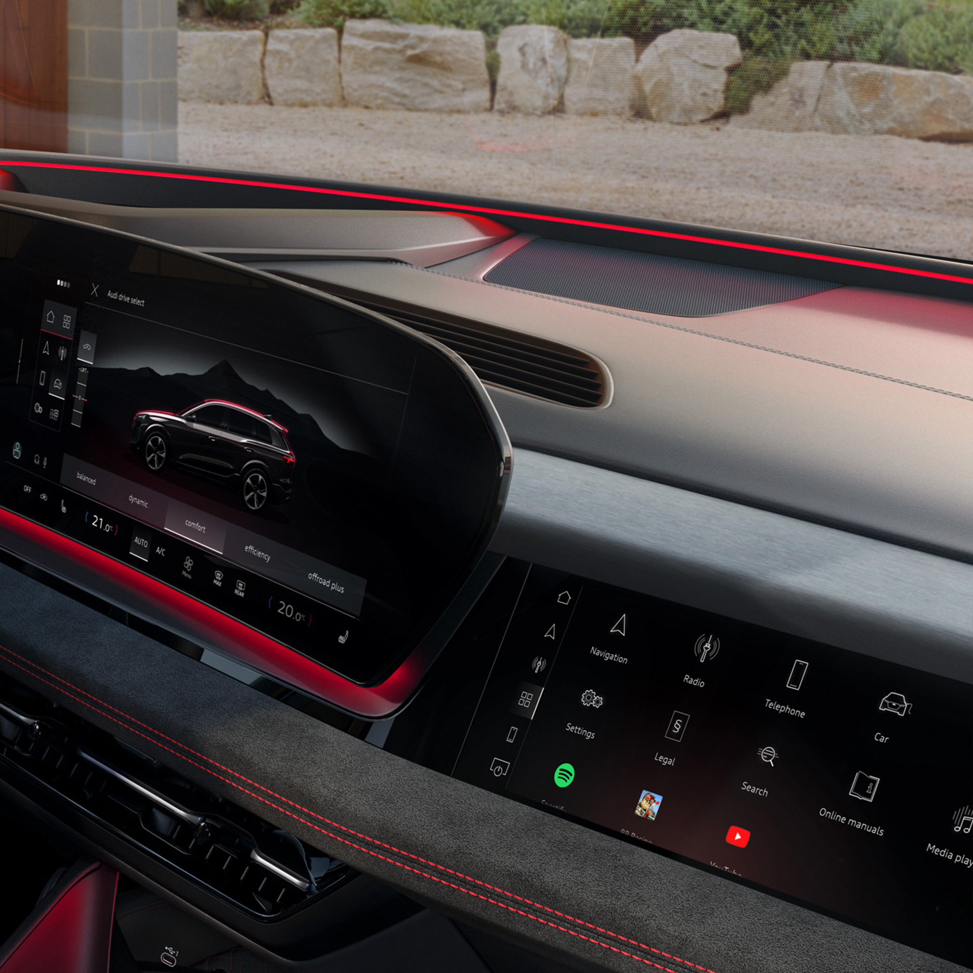 Vnútorný priestor vodiča v Audi SQ6 SUV e-tron
