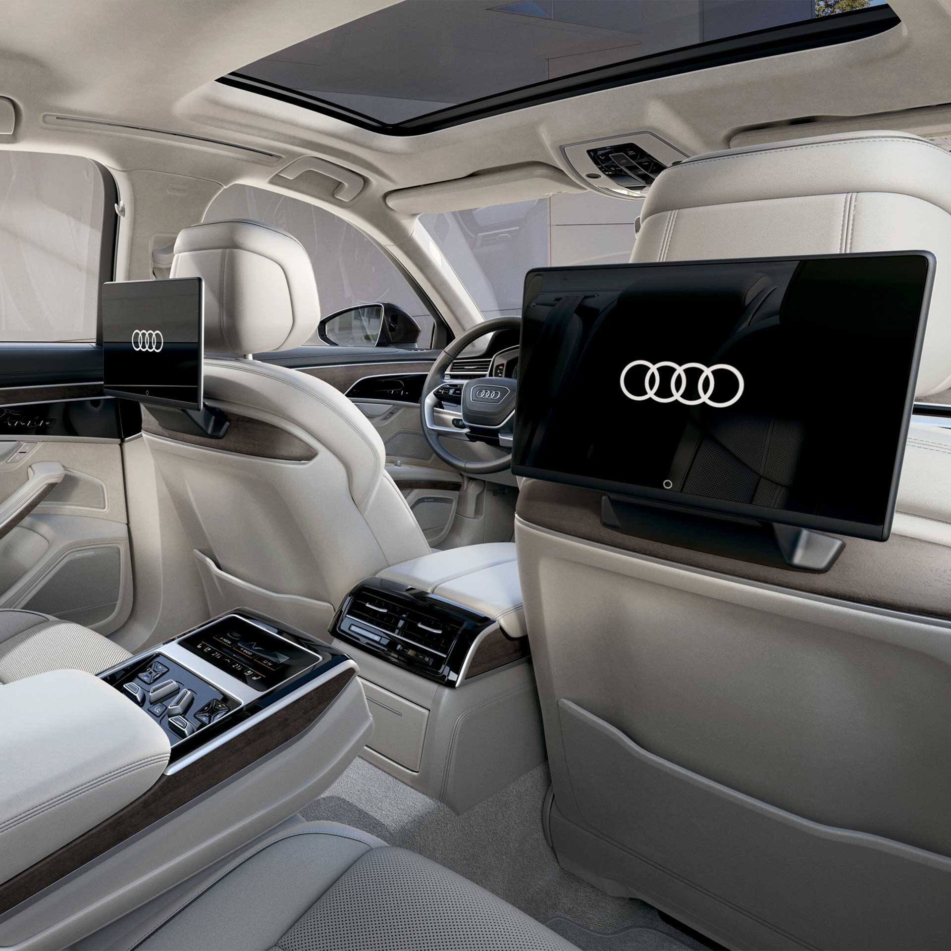Ekranet në pjesën e pasme të Audi A8