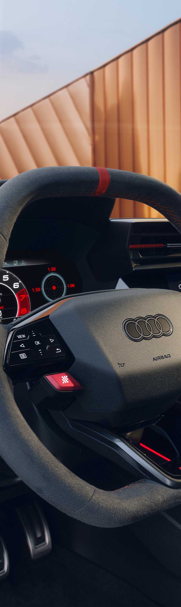 Volante e cockpit do Audi RS 3 Limousine