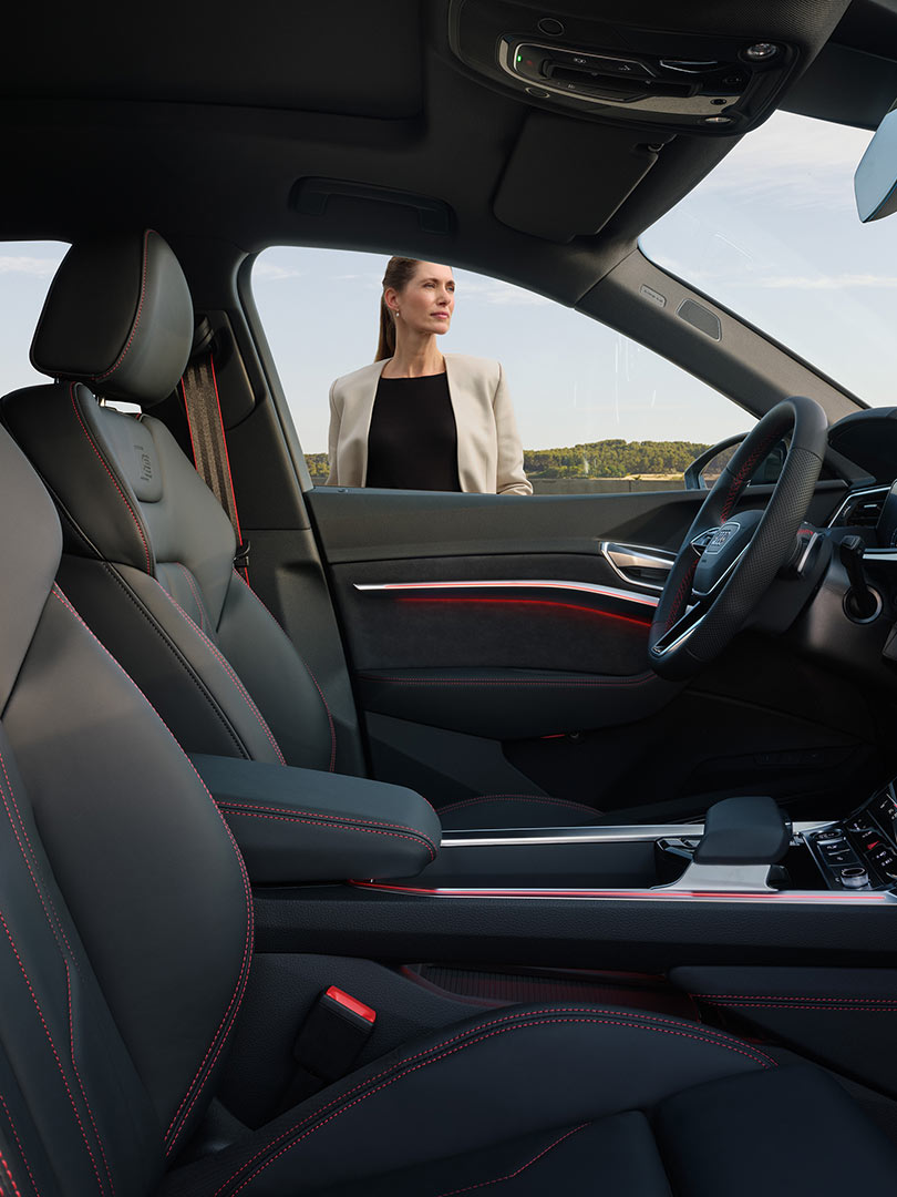 Prikaz voznikovega prostora v vozilu Audi Q8 e-tron