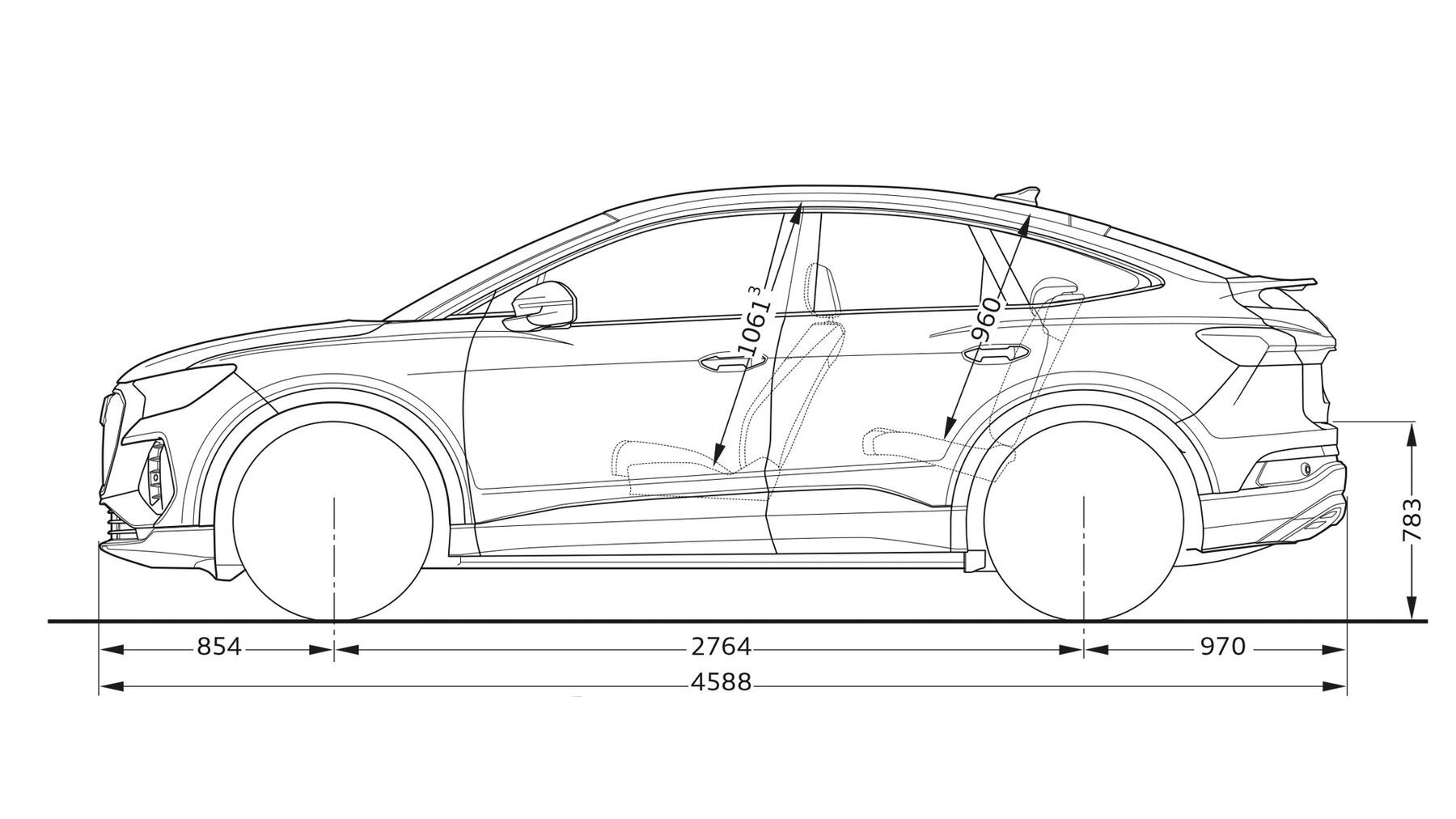 Audi Q4 e-tron Sportback Abmessungen seitlich
