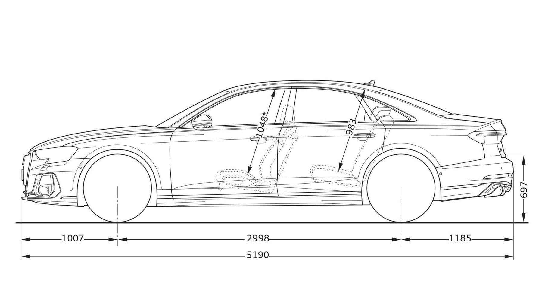 Abmessungen des Audi S8