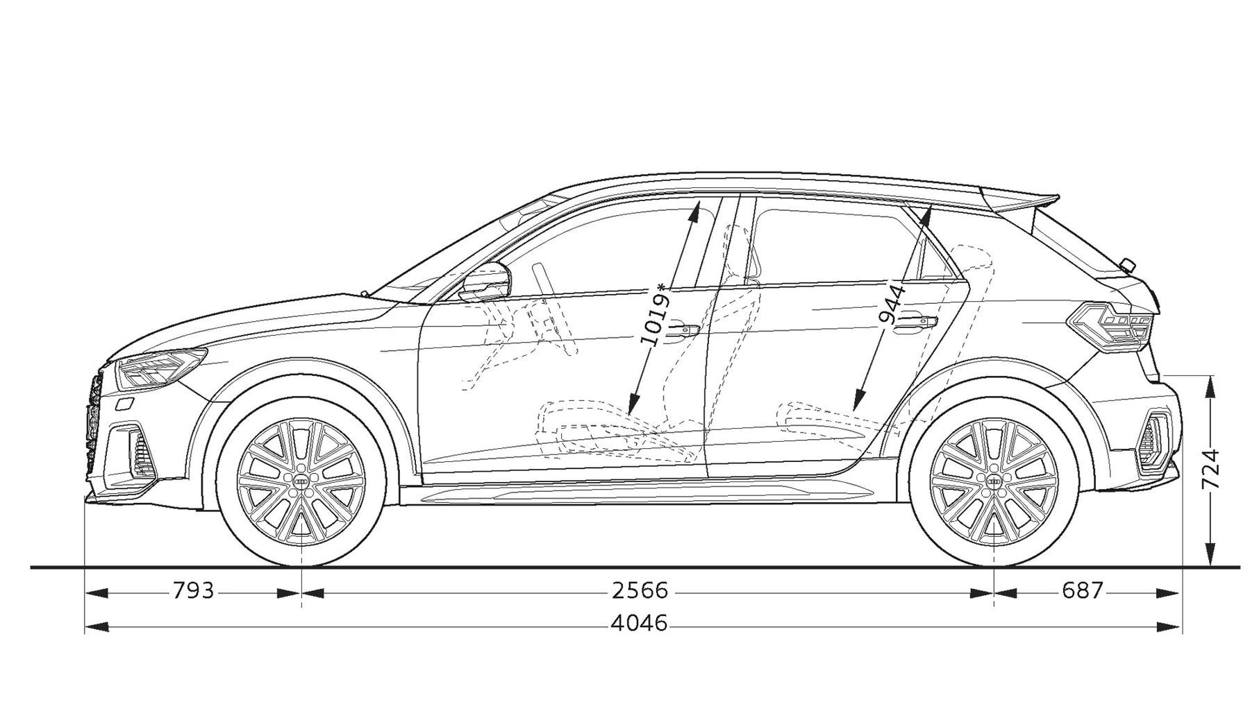 Audi A1 Abmessungen Seitenansicht