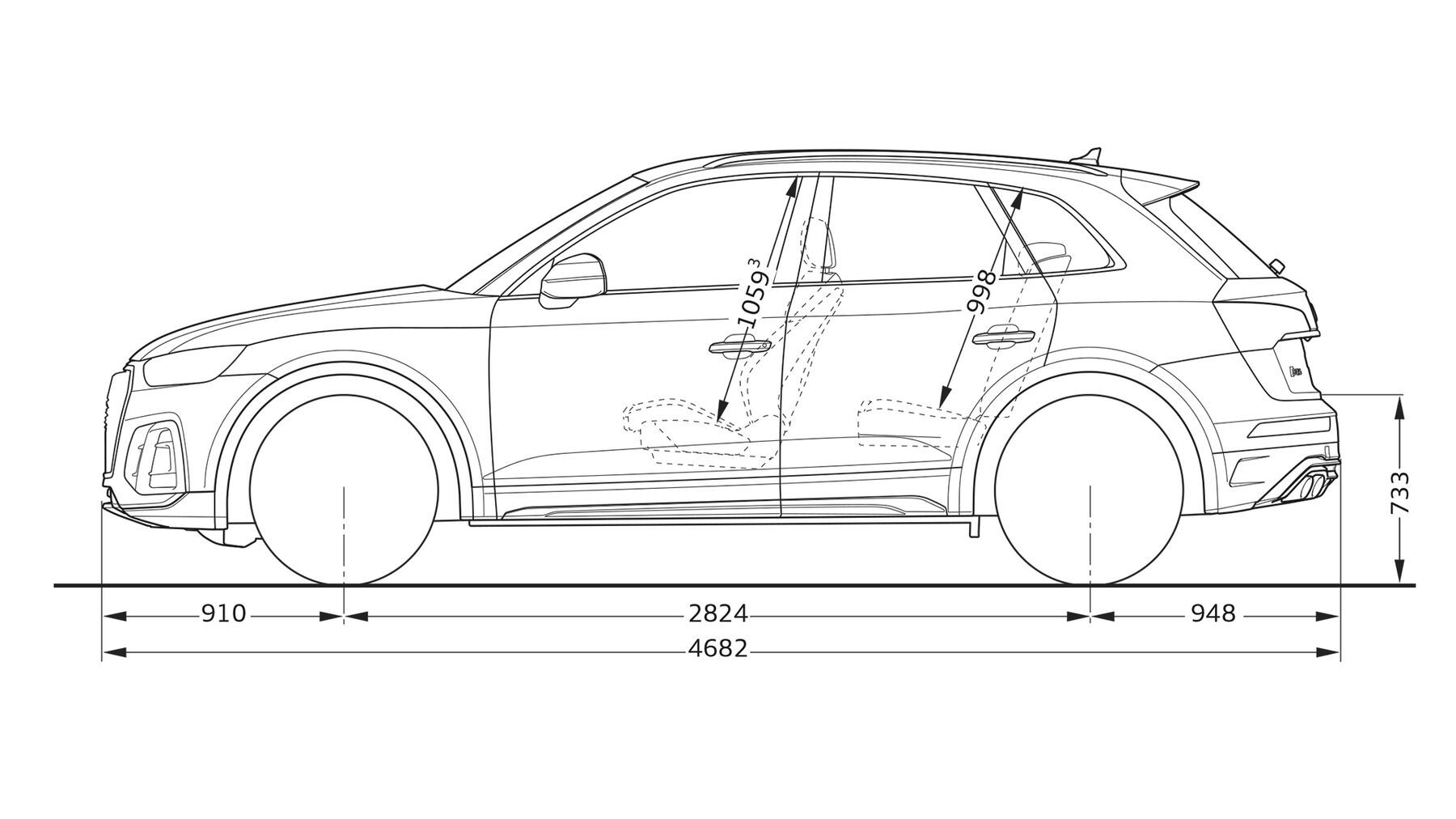 Audi SQ5 TDI Abmessungen Seitenansicht