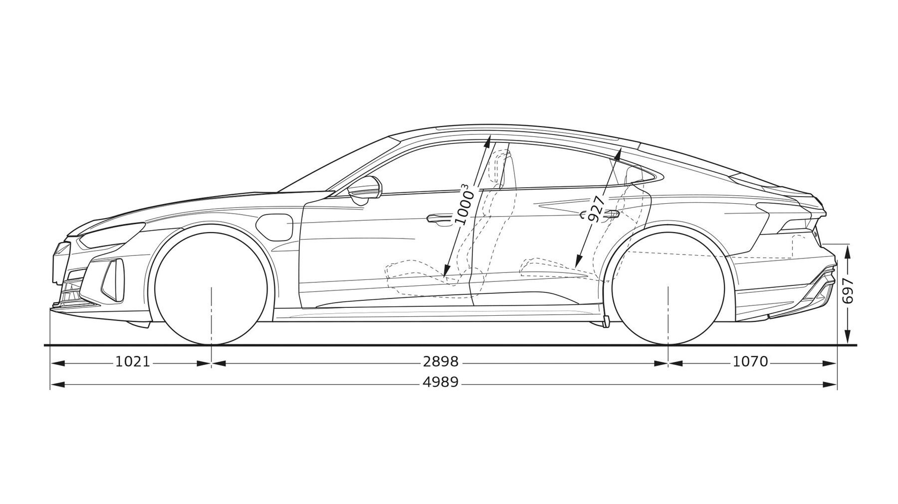 Audi e-tron GT quattro Abmessungen seitlich