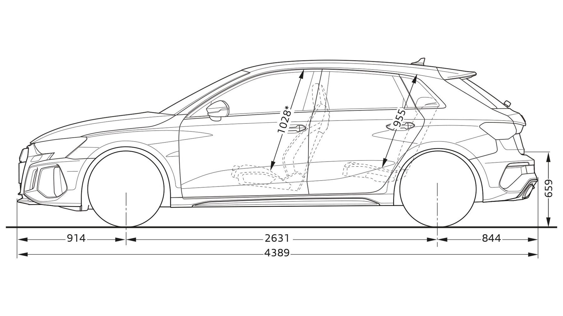 Audi RS 3 Sportback Abmessungen seitlich