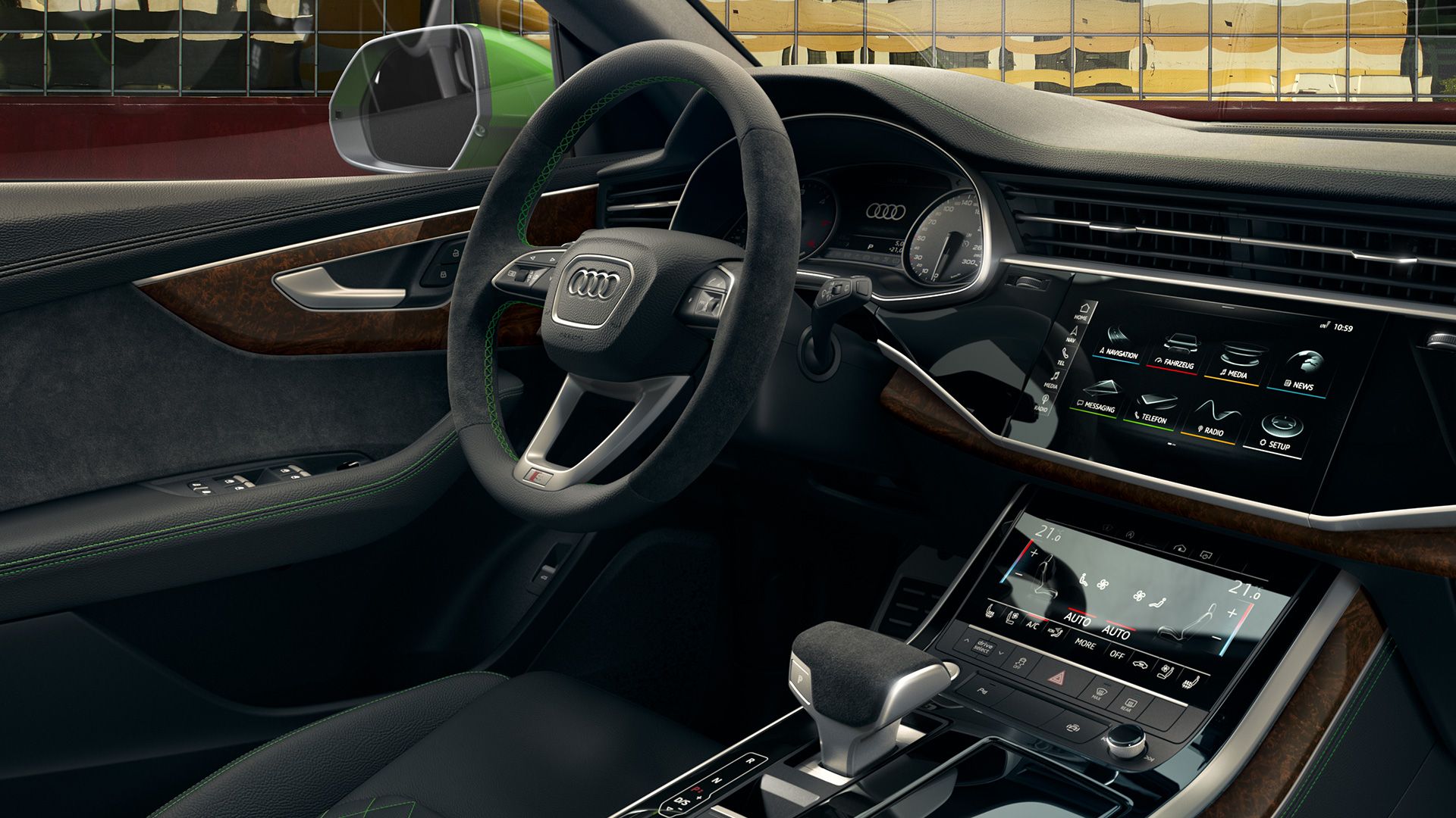 Audi Innenansicht mit Lenkrad und Armaturenbrett